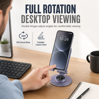 📢📢50% OFF!!⏰📱 All-Metal Rotating Desktop Phone & Tablet Stand – Foldable & Live-Stream Ready ✨