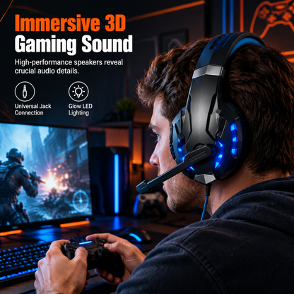 🔥50% OFF!!📢🎧 Over-Ear Gaming Headset with Microphone – Clear Chat & Comfortable Sound for PC & Console Gaming ✨