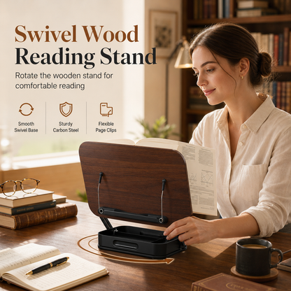 🏆HOT SALE 50% OFF!📢🖥️ Transparent Acrylic 360° Rotating Desktop Book Stand & Tablet Holder – Keep Books, Tablets & Recipes Within Easy Reach ✨