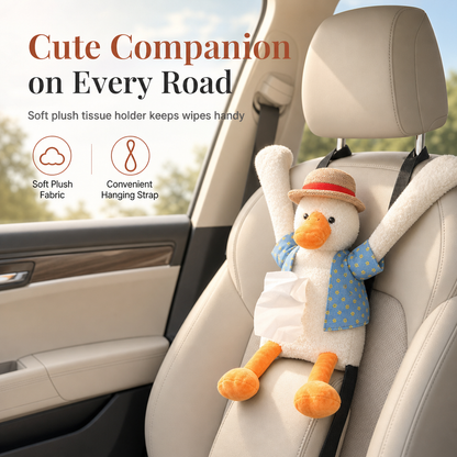 🦆🔥50% OFF & SHIPING FREE!!!📢🧻 Cute Plush Duck Car Tissue Holder – Hanging Cartoon Dispenser for a Tidier✨