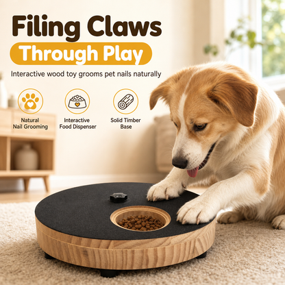🔥50% OFF!!📢🐕 Wooden Dog Scratch Wheel – Claw Filing Through Play, Treat Puzzle & Non-Slip Base ✨