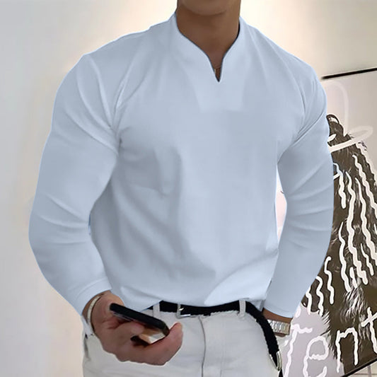 🔥 49% OFF🔥Men's Casual Solid Color Long Sleeve Cotton T-Shirt With Pocket - BUY 2 Free Shipping🔥