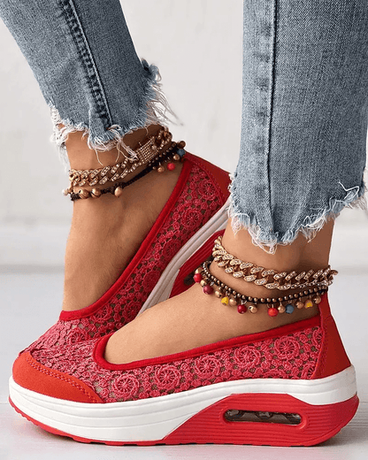 Women's breathable lace shoes