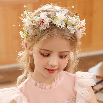 Wedding flower girl bead and flower headdress