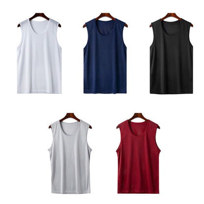 Men's Ice Silk Mesh Breathable Quick Drying Athletic Tank Top
