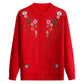 [XL-4XL] Embroidered Lapel Sweater for Middle-aged and Older People