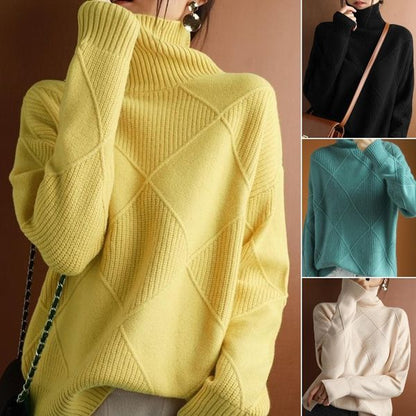 Loose Cashmere Turtleneck Sweater Cardigan