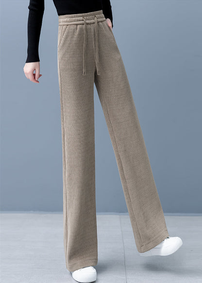 🎅🎄Christmas Sale - 49% off 🥳 Women's Padded And Thickened Solid Color Wide-Legged Drawstring Straight Pants