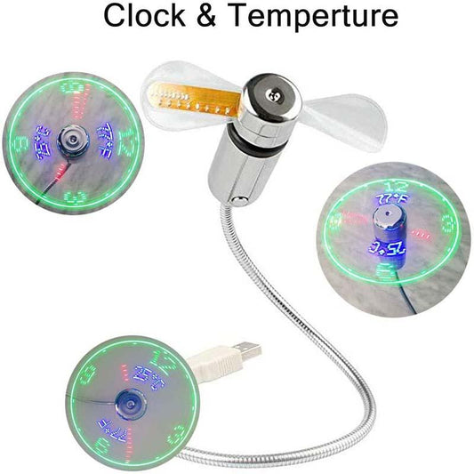 USB Fan LED Clock Light