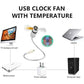 USB Fan LED Clock Light