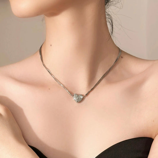 Love Heart With Diamonds Magnetic Necklace(BUY 1 GET 1 FREE)