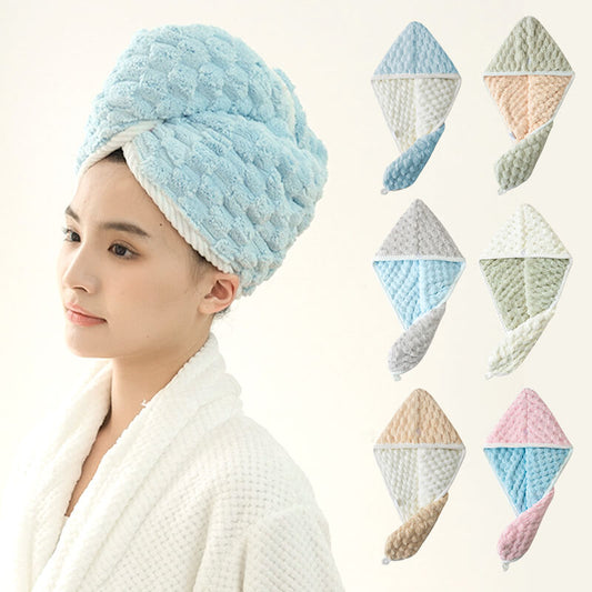 Nice gift*Coral velvet double layer water absorbing dry hair cap