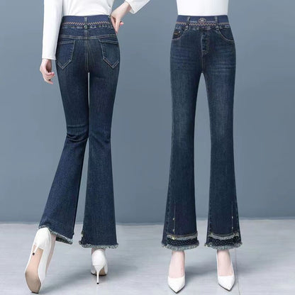[🎁Women’s Gift] Women's Elastic Waist Stretch Slim Fit Flare Jeans