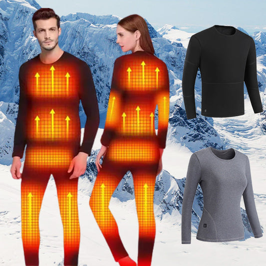 Nice gift*Thermal Fleece Underwear USB Electric Heating Suit With Power Bank
