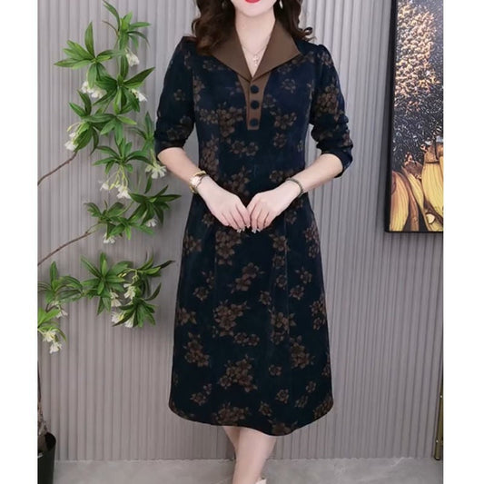 🔥Two pieces free shipping✨Gift Choice - Lapel V-neck Slim Fashion Long Sleeve A-line Dress(55%🔥OFF)